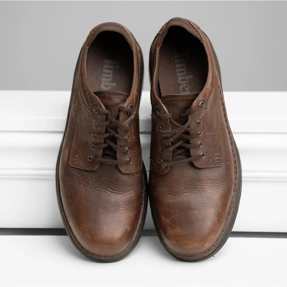 Timberland Shoes Mens 10.5 Brown Leather Oxford Lace Up Lug Sole GorpCore Shoes
